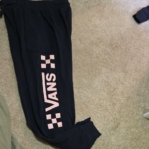 Vans Black Pants with Pink Logo